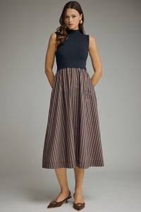 Blakely Navy Stripe Midi Dress