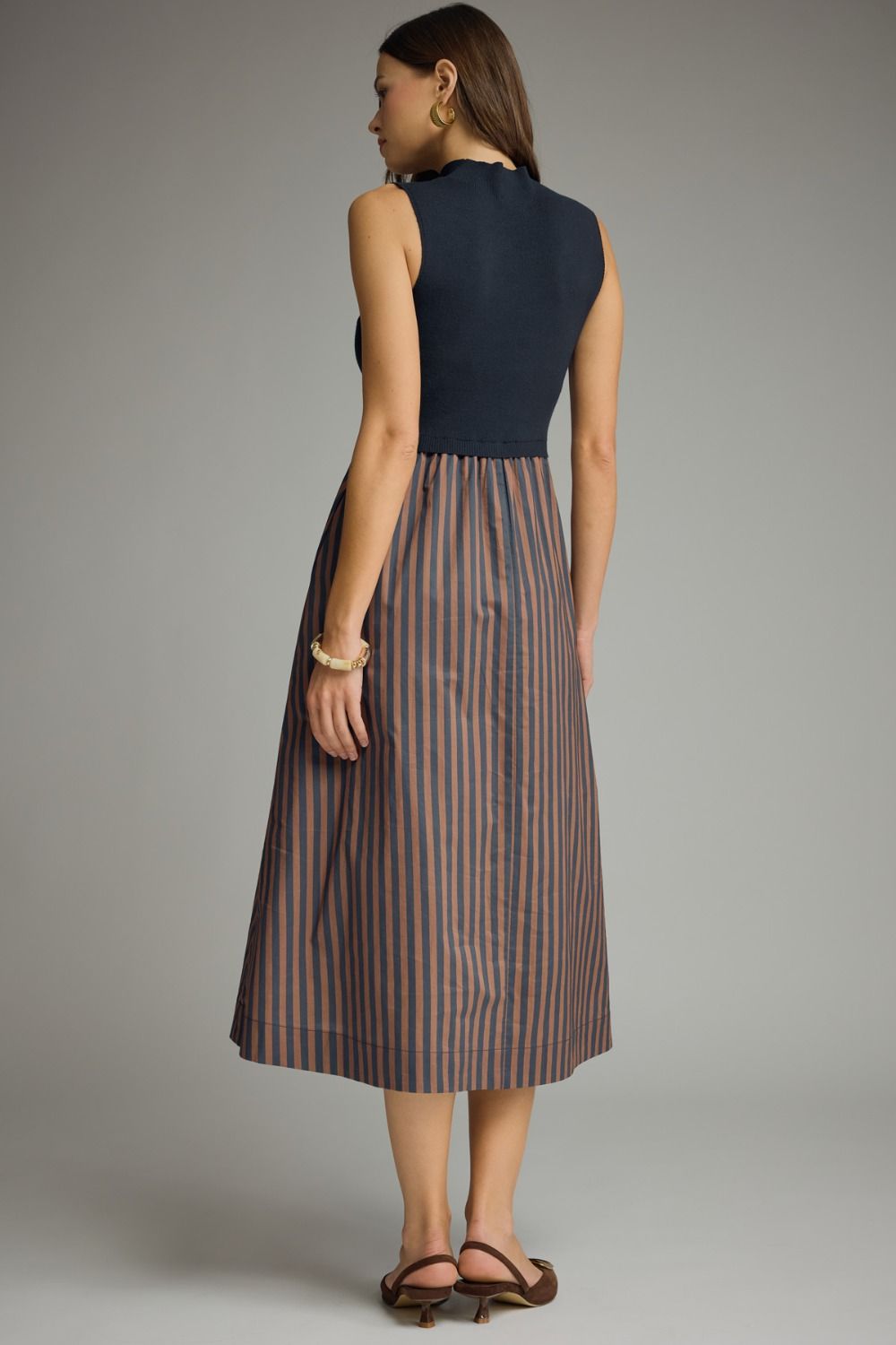Blakely Navy Stripe Midi Dress