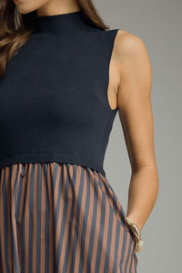 Blakely Navy Stripe Midi Dress