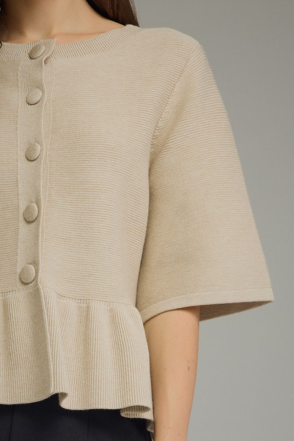 Maisie Oatmeal Ruffle Cardigan