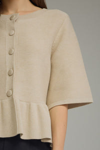Maisie Oatmeal Ruffle Cardigan