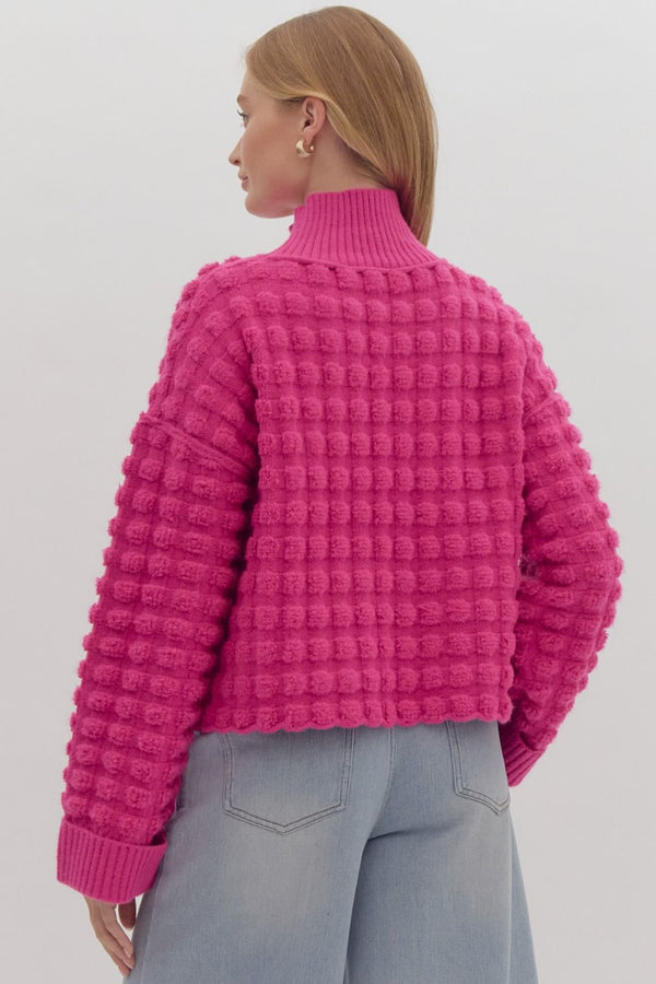 The Attic Boutique Knit Fuchsia Sweater Sweater - The Attic Boutique