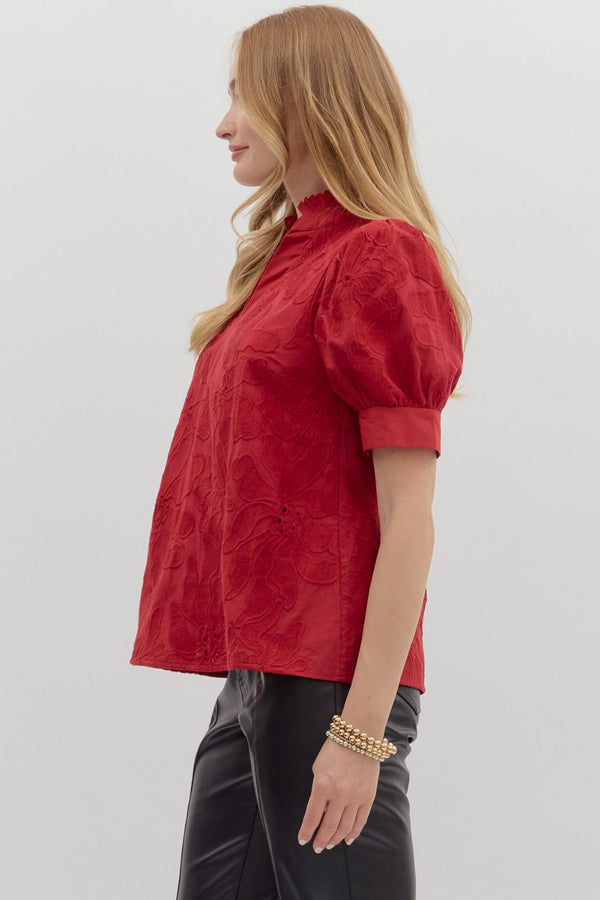Entro Maven Red Floral Top  - The Attic Boutique