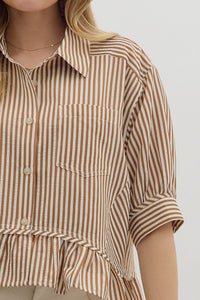 Entro Stripe Brown Top  - The Attic Boutique