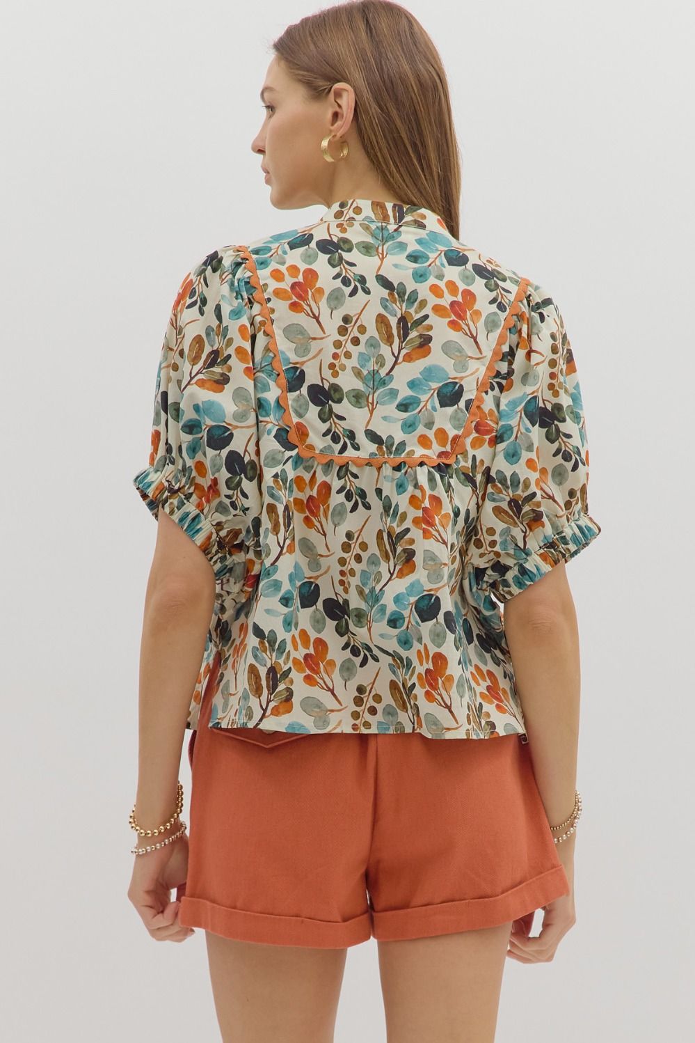 Entro Botanical Ecru Top  - The Attic Boutique