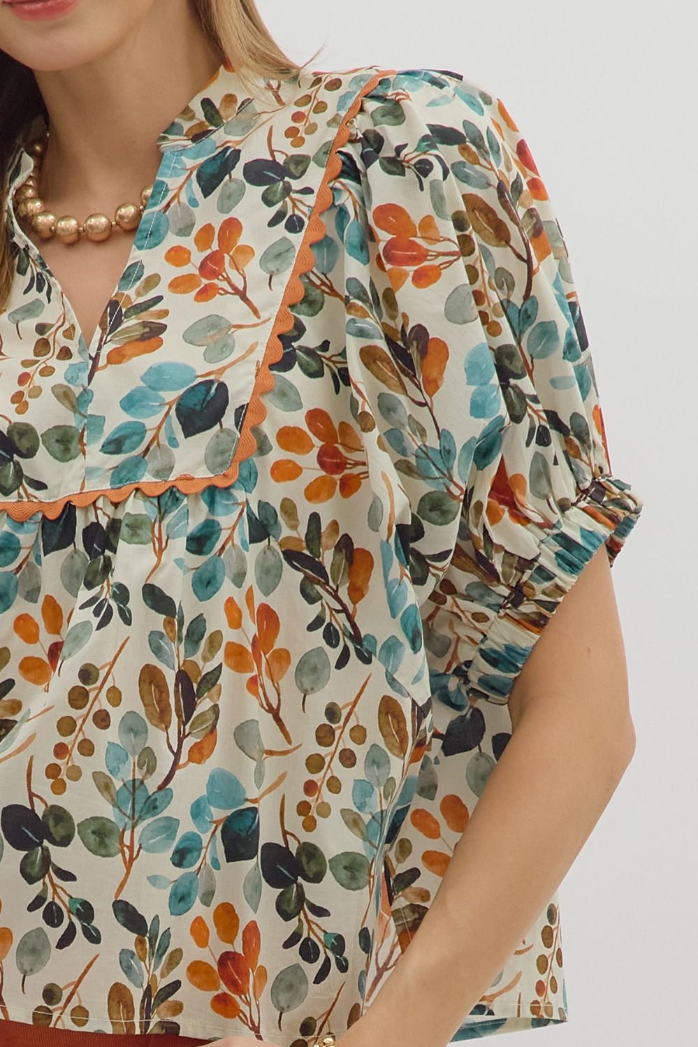 Entro Botanical Ecru Top  - The Attic Boutique