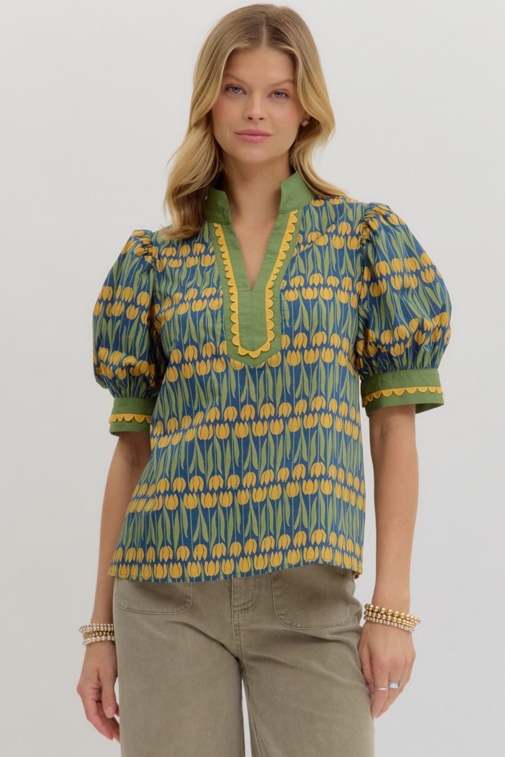 Entro Floral Scallop Top  - The Attic Boutique