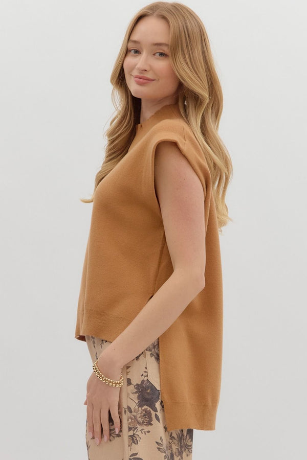The Attic Boutique Camel Knit Top  - The Attic Boutique