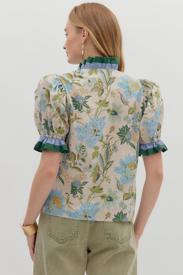 The Attic Boutique Ecru Ruffle Top  - The Attic Boutique