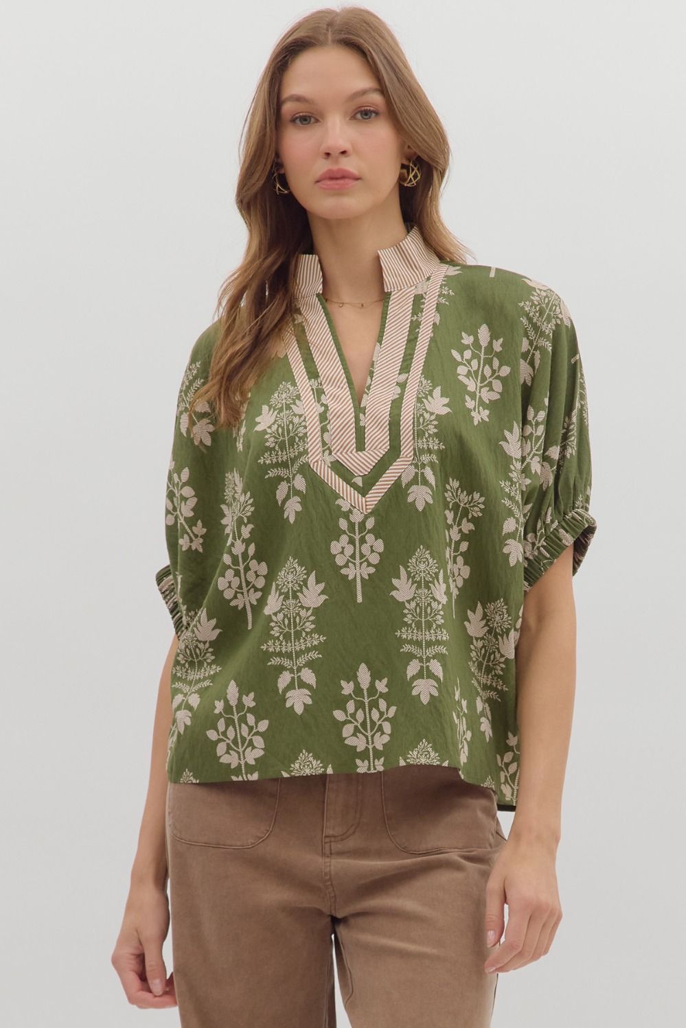 Entro Olive Botanical Top  - The Attic Boutique