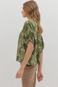 Entro Olive Botanical Top  - The Attic Boutique