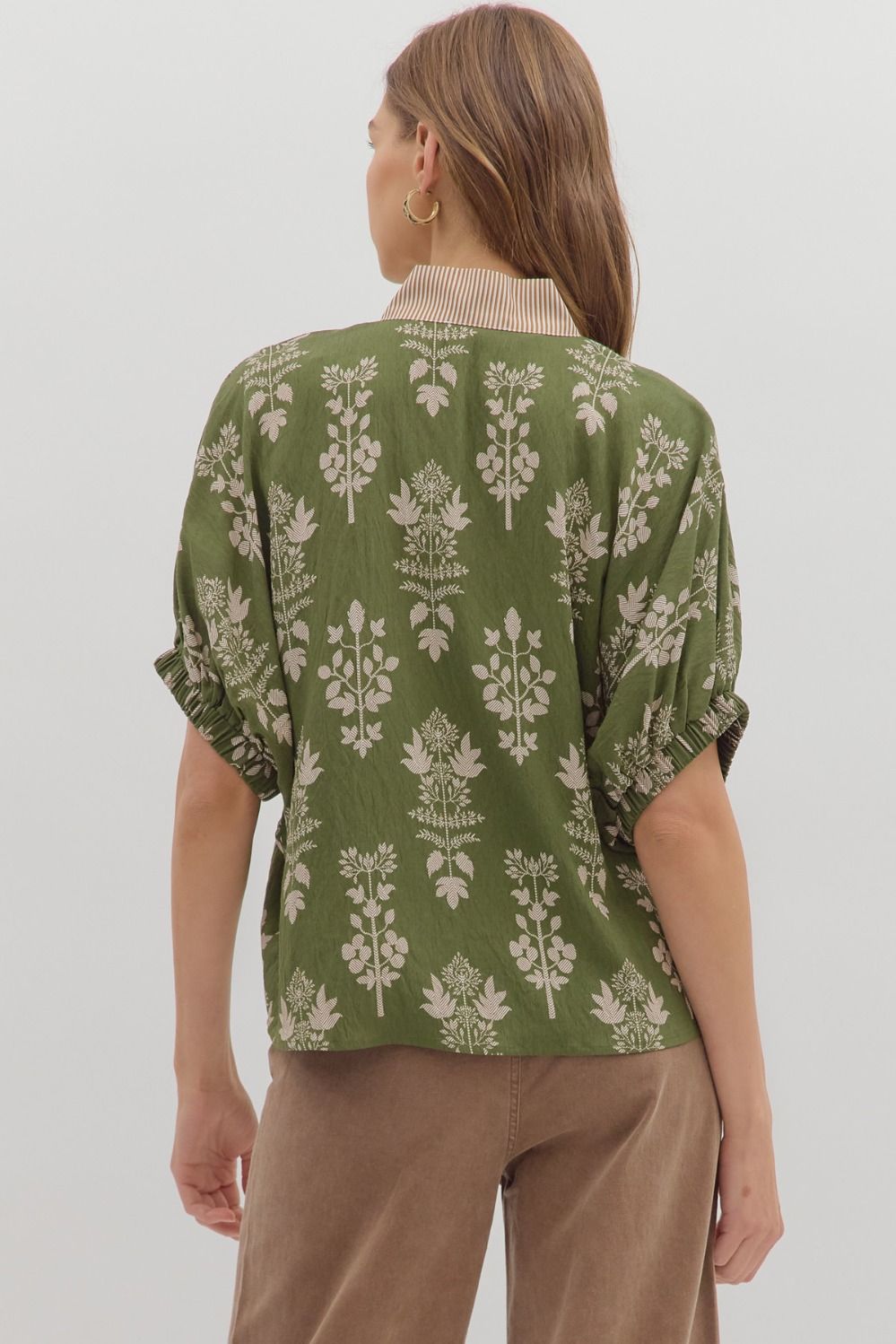 Entro Olive Botanical Top  - The Attic Boutique