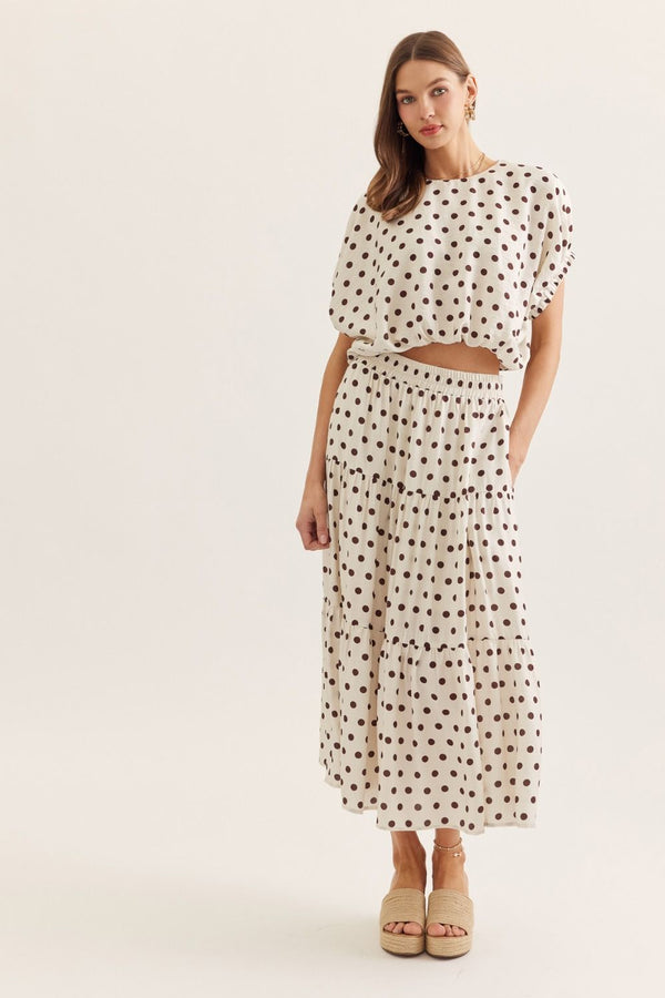 Entro Cream Polka Dot Skirt Apparel & Accessories - The Attic Boutique