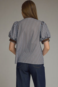 Callie Blue & Brown Stripe Top
