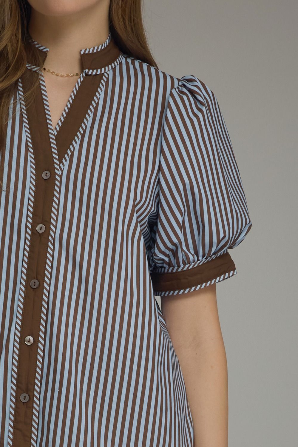 Callie Blue & Brown Stripe Top