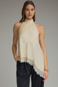 Ecru Elegance Lace Hem Top