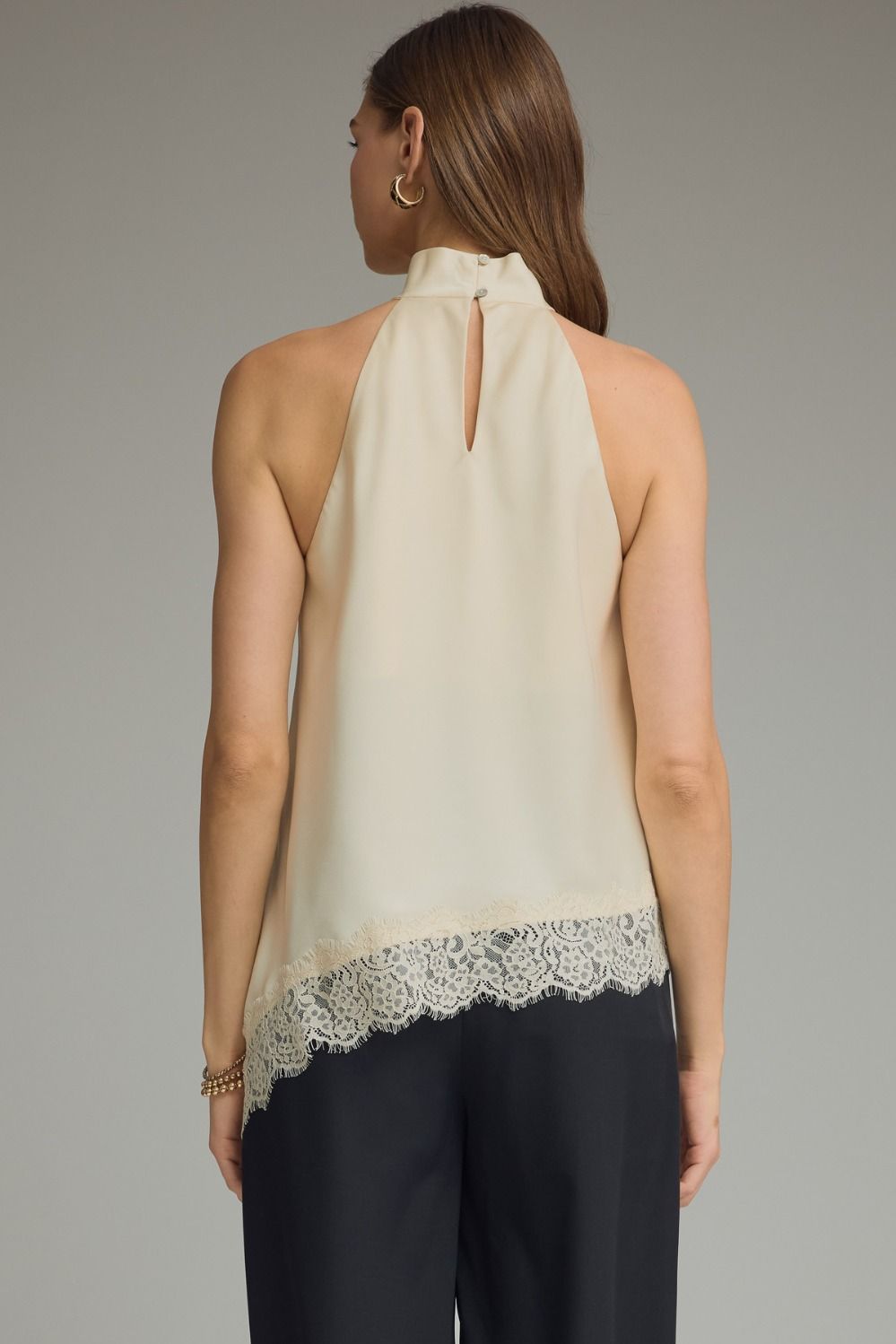 Ecru Elegance Lace Hem Top