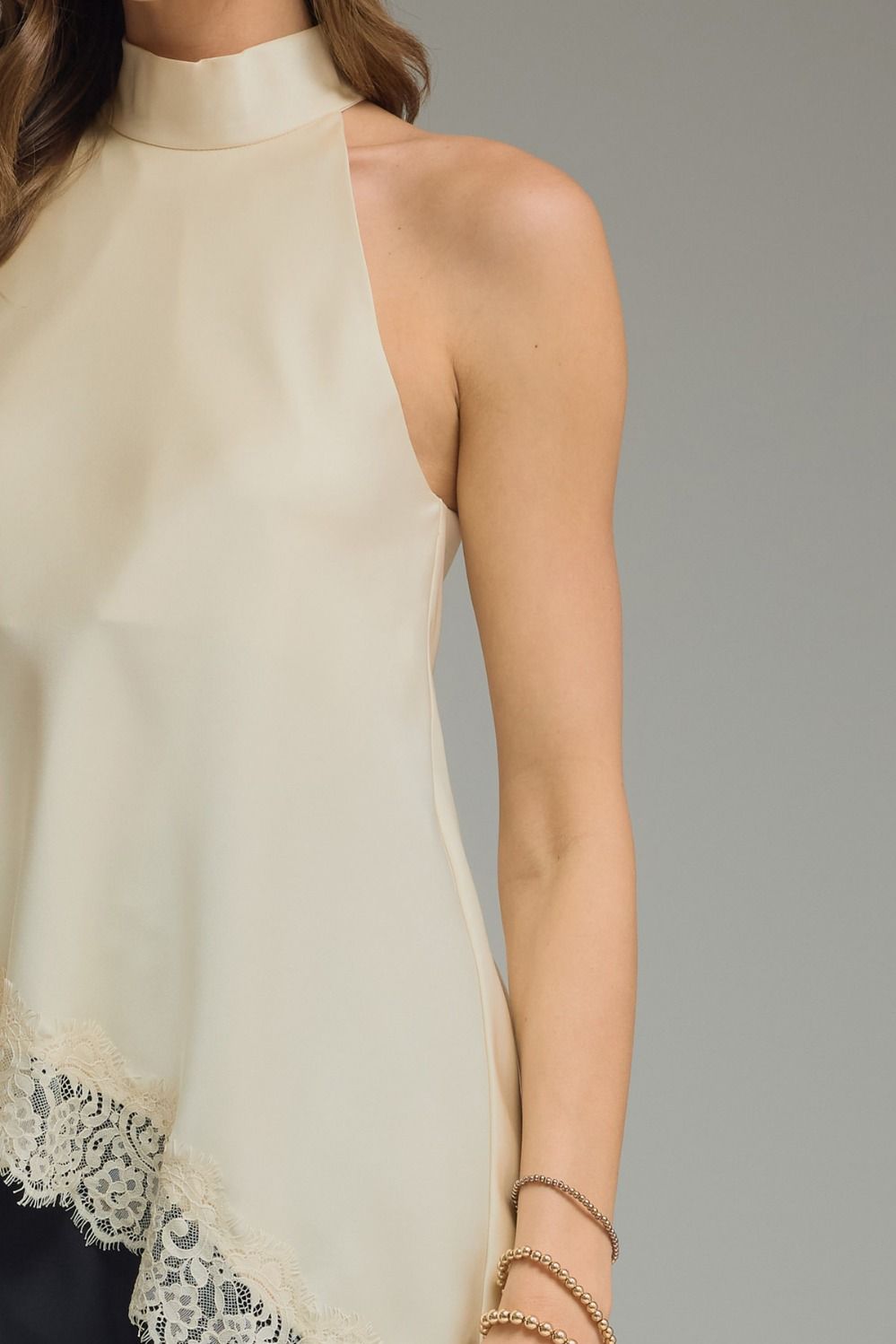 Ecru Elegance Lace Hem Top