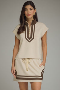 Claire Taupe Half Zip Knit Top and Skort Set