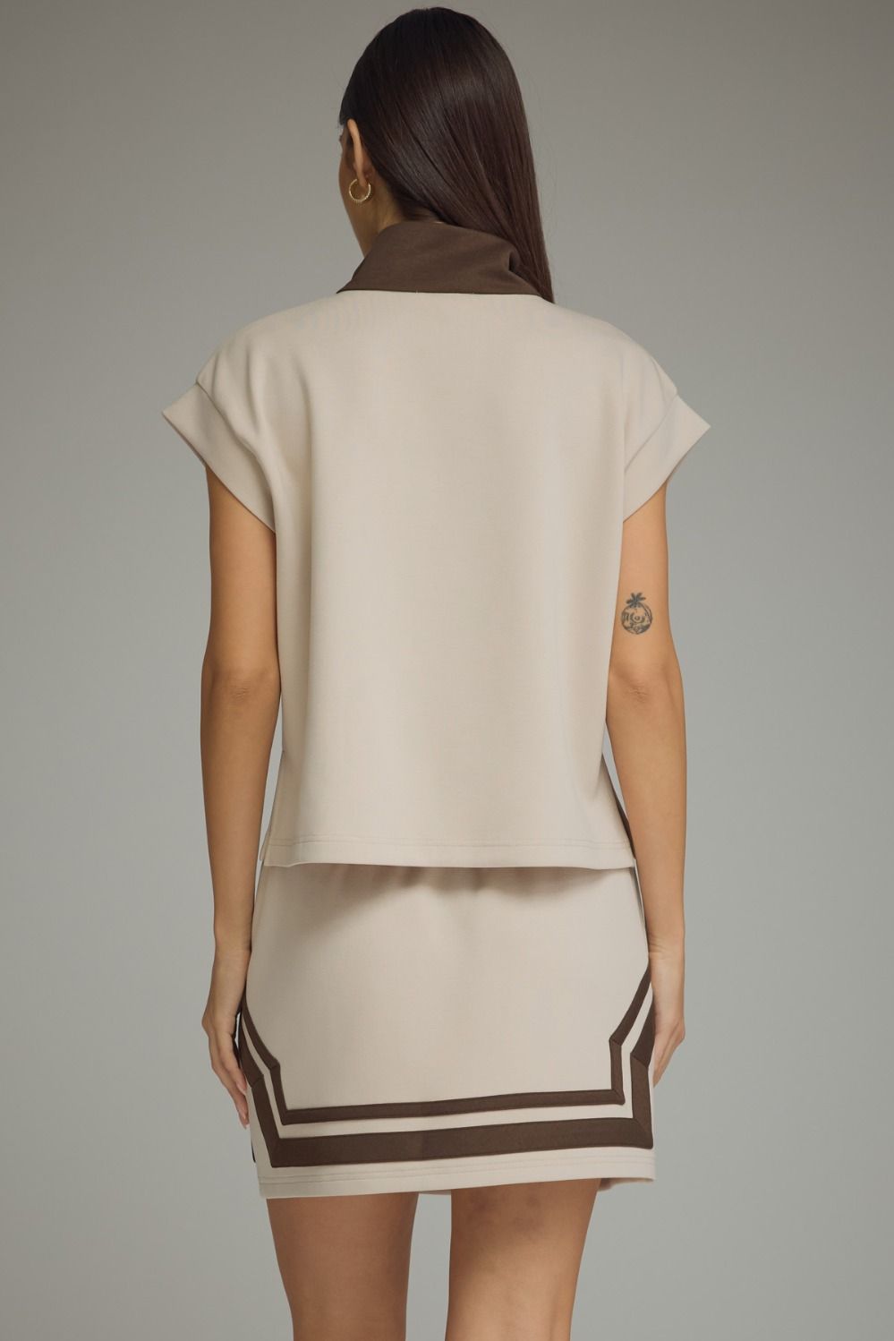 Claire Taupe Half Zip Knit Top and Skort Set