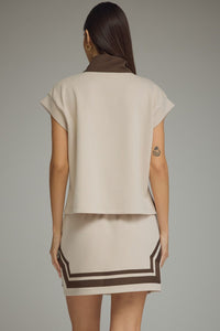 Claire Taupe Half Zip Knit Top and Skort Set