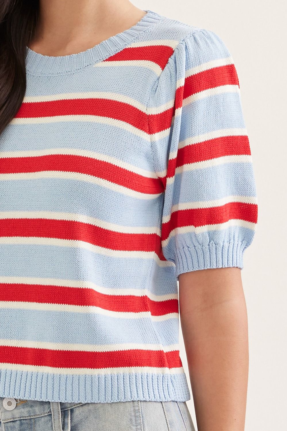 The Attic Boutique Blue and Red Knit Top  - The Attic Boutique