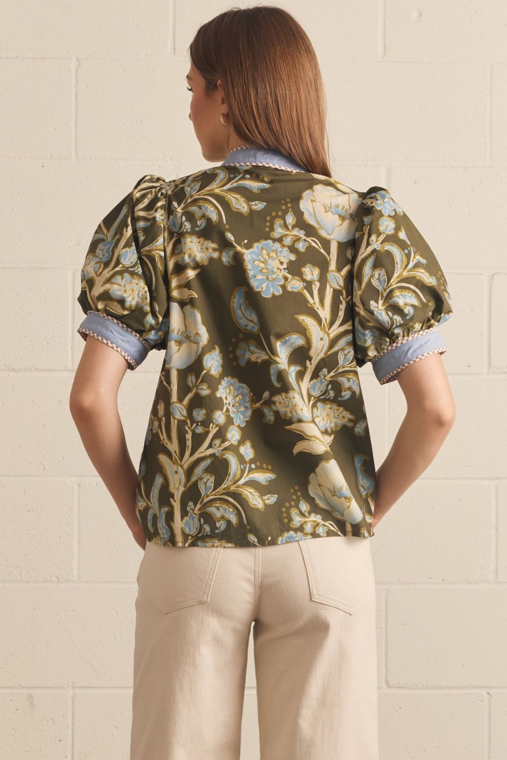 Nora Olive Floral Top