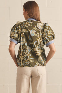 Nora Olive Floral Top