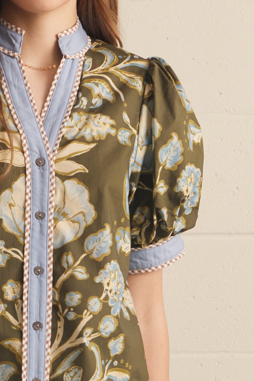 Nora Olive Floral Top