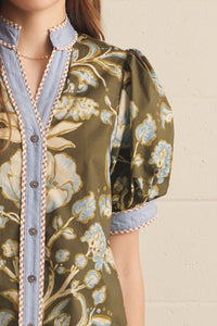 Nora Olive Floral Top
