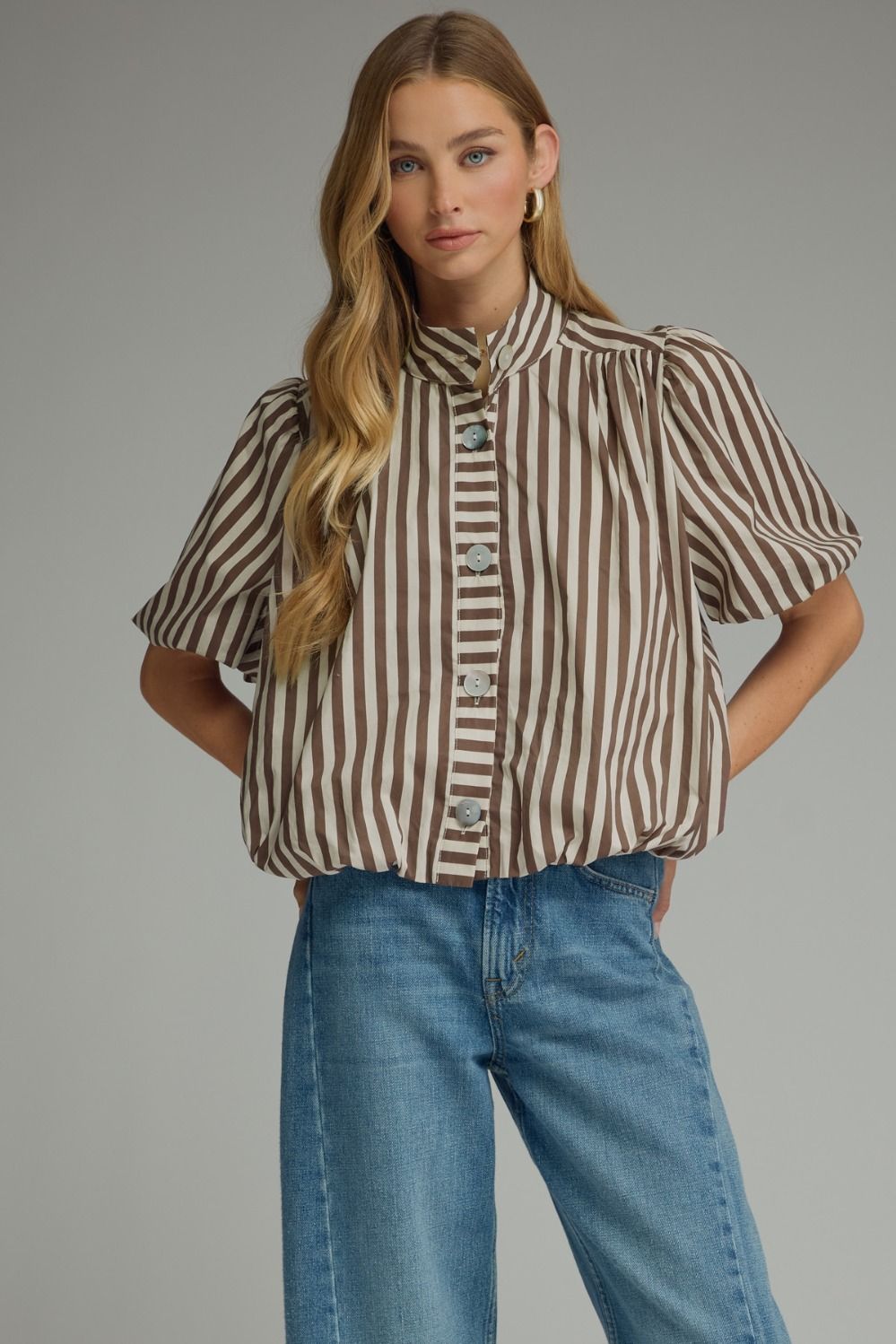 Josie Brown Ecru Stripe Top