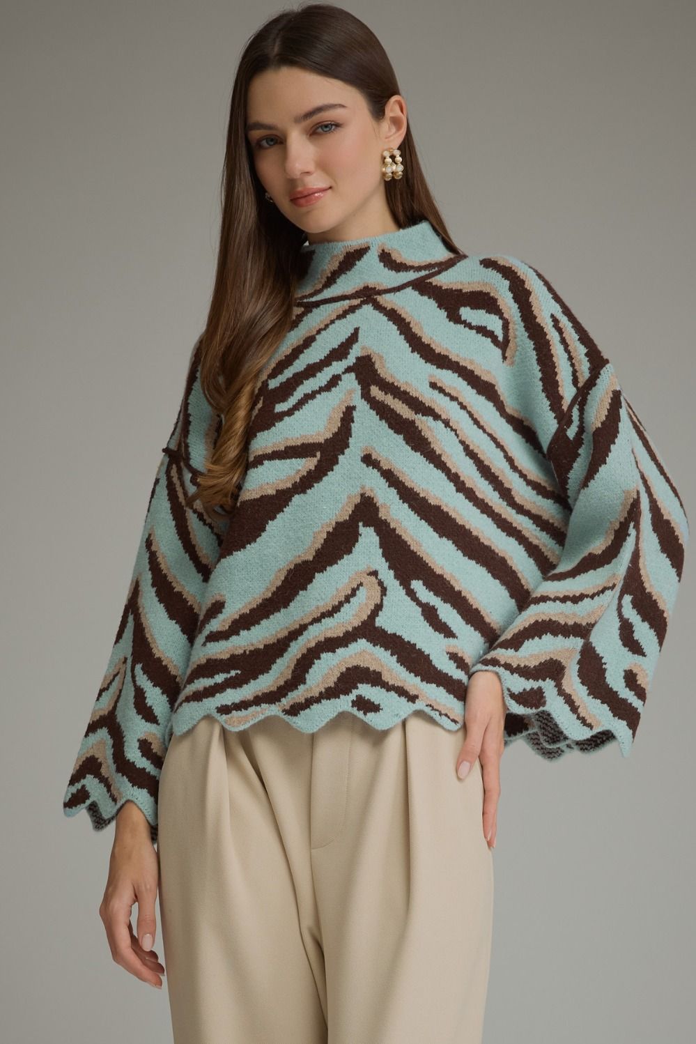 Lizzie Teal Zebra sweater