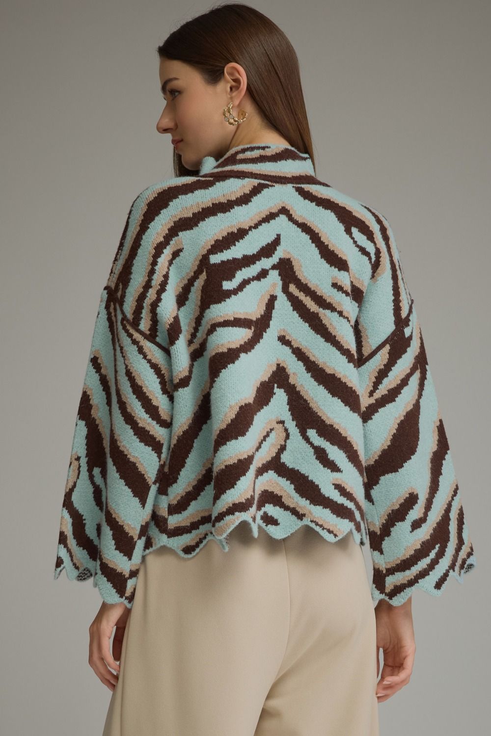 Lizzie Teal Zebra sweater