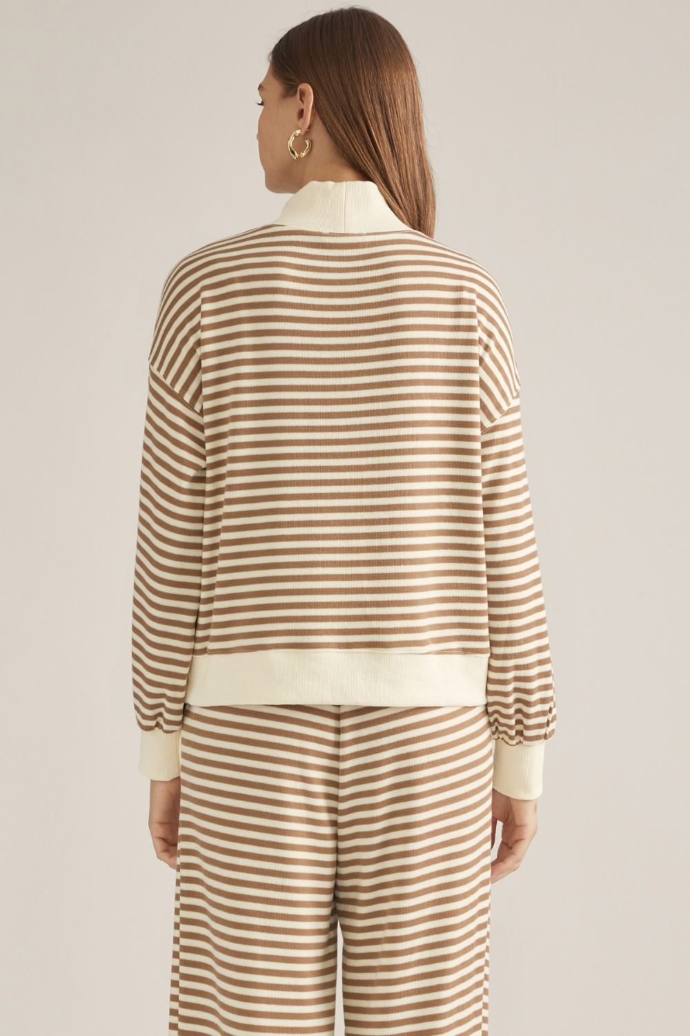Blaire Cream & Taupe Stripe Top