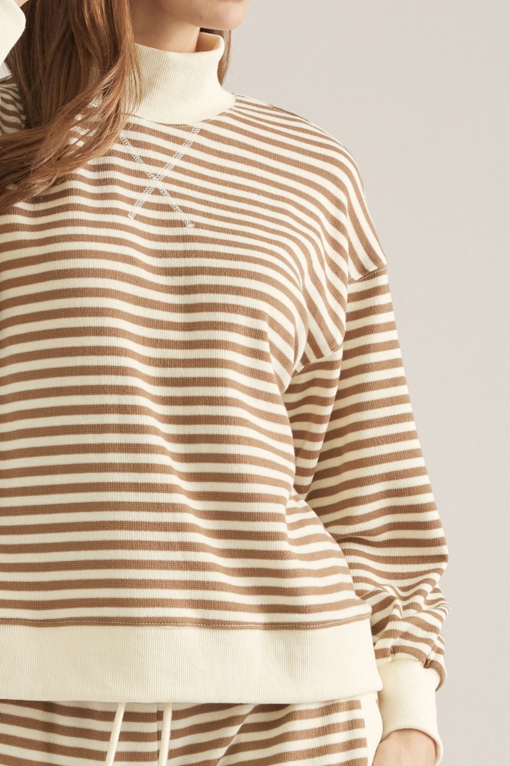 Blaire Cream & Taupe Stripe Top
