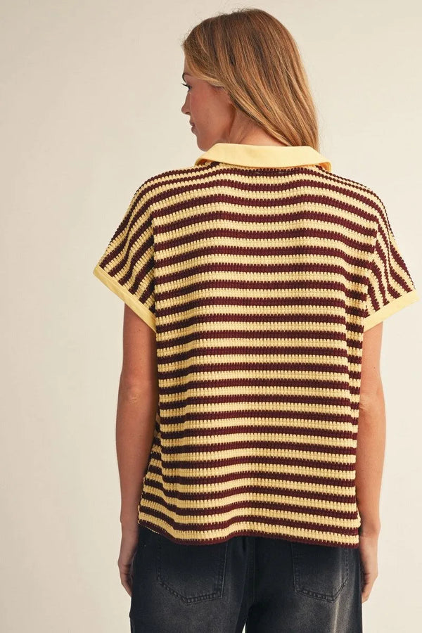 Butter Yellow Stripe Top