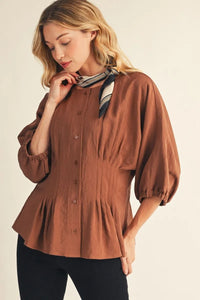 Mocha Button Down Top