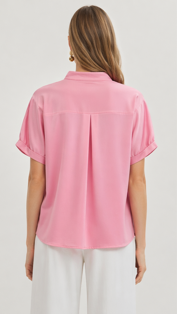 Entro Baby Pink Breeze Collared Top Apparel & Accessories - The Attic Boutique