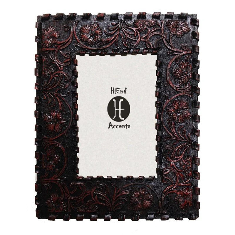 The Attic Boutique Laced Edge Tooled Leather Picture Frame Picture Frames - The Attic Boutique