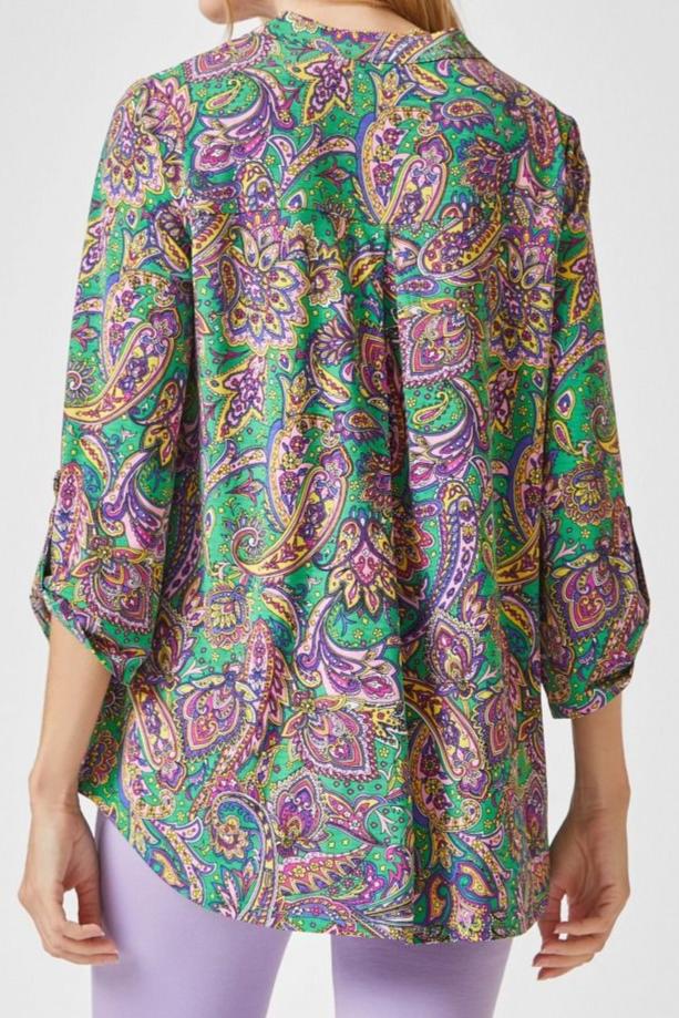 The Attic Boutique Liz Green Multi Top Top - The Attic Boutique