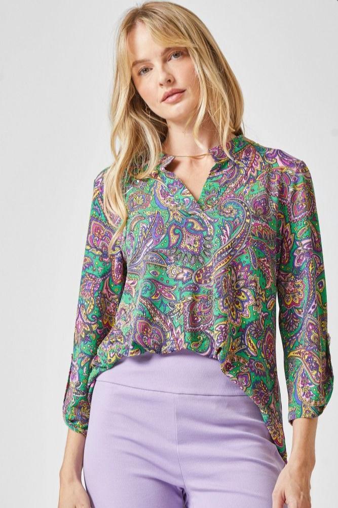 The Attic Boutique Liz Green Multi Top Top - The Attic Boutique