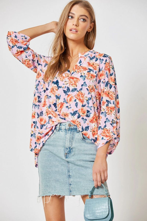 The Attic Boutique Liz Blush Multi Top Top - The Attic Boutique