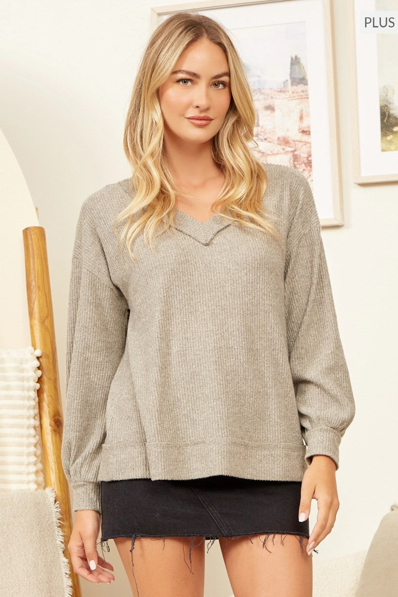 The Attic Boutique Oatmeal Knit Sweater Sweater - The Attic Boutique