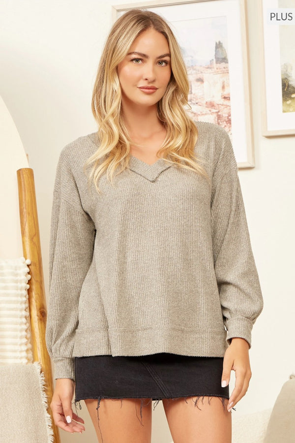 The Attic Boutique Oatmeal Knit Sweater Sweater - The Attic Boutique