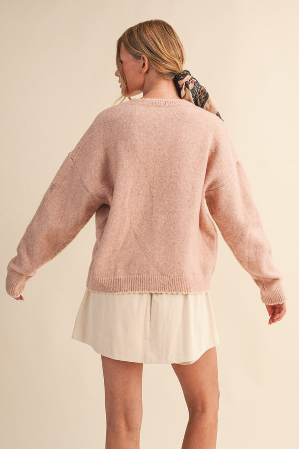 The Attic Boutique Pink Scallop Sweater  - The Attic Boutique