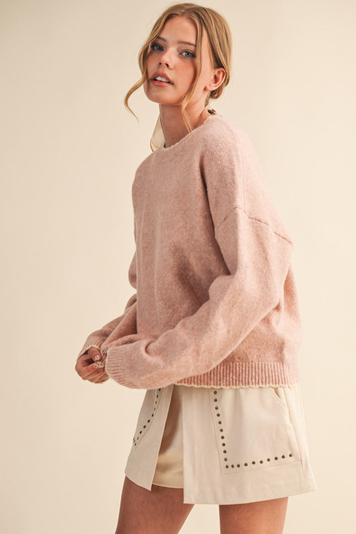 The Attic Boutique Pink Scallop Sweater  - The Attic Boutique