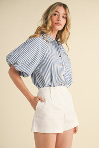 The Attic Boutique Kelly Blue Stripe Top  - The Attic Boutique