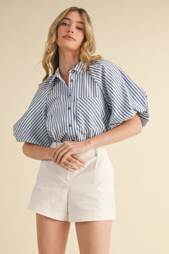 The Attic Boutique Kelly Blue Stripe Top  - The Attic Boutique