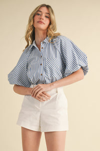 The Attic Boutique Kelly Blue Stripe Top  - The Attic Boutique