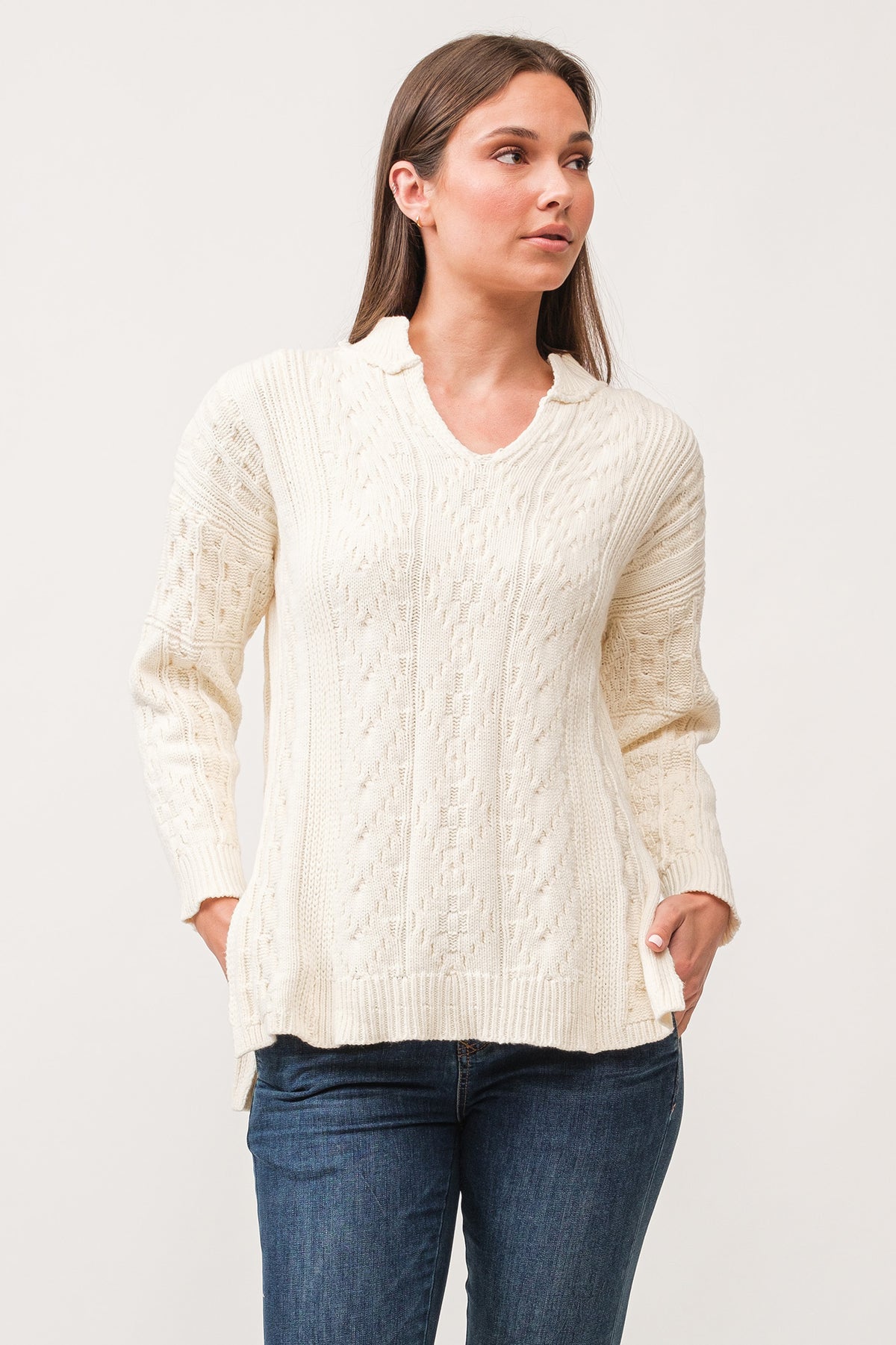 Dear John Thora Antique White Sweater Top - The Attic Boutique